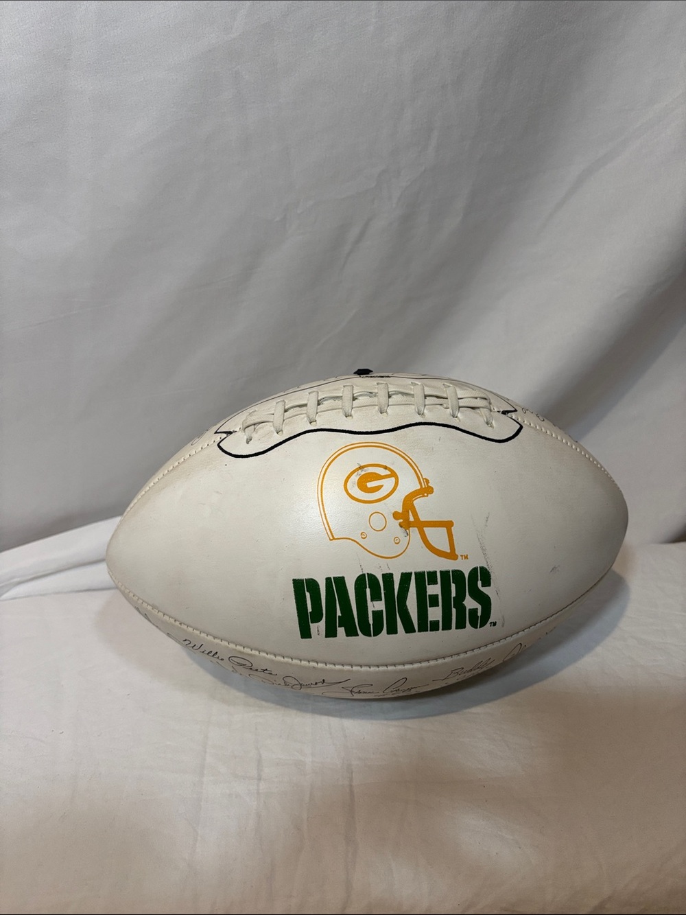 Green Bay packers laser Autograph Football with Multiple Signatures